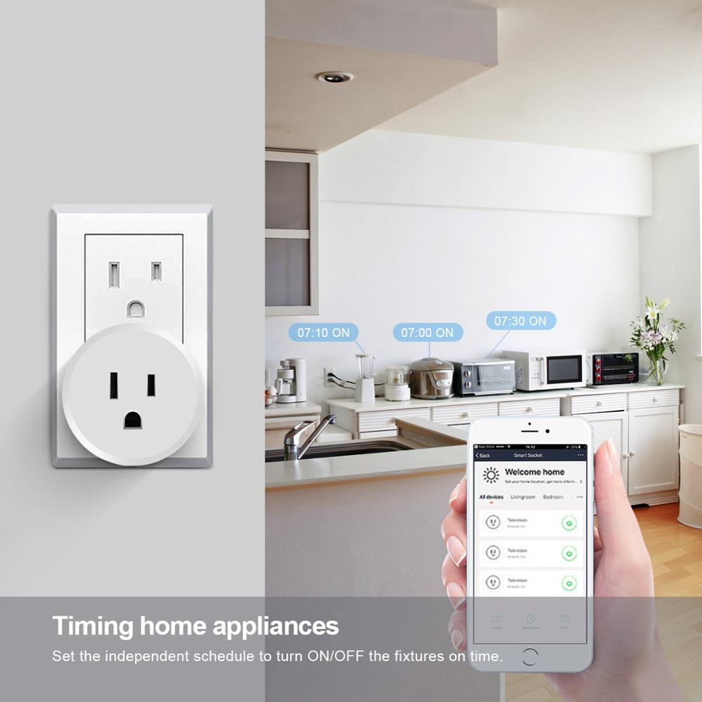Wifi alexa-kompatibel tuya smart redningsuttak oss plugg google hjem forbedring  ac 110v -240v itelligent adapter app fjernkontroll