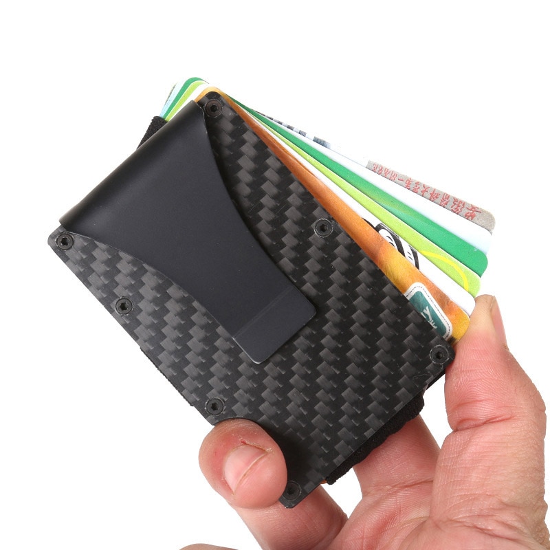 Mini Slim Carbon Fiber Wallet Money Cash Clip RFID Blocking Aluminium Creditcardhouder Mannen Metalen Purse Id-kaart case