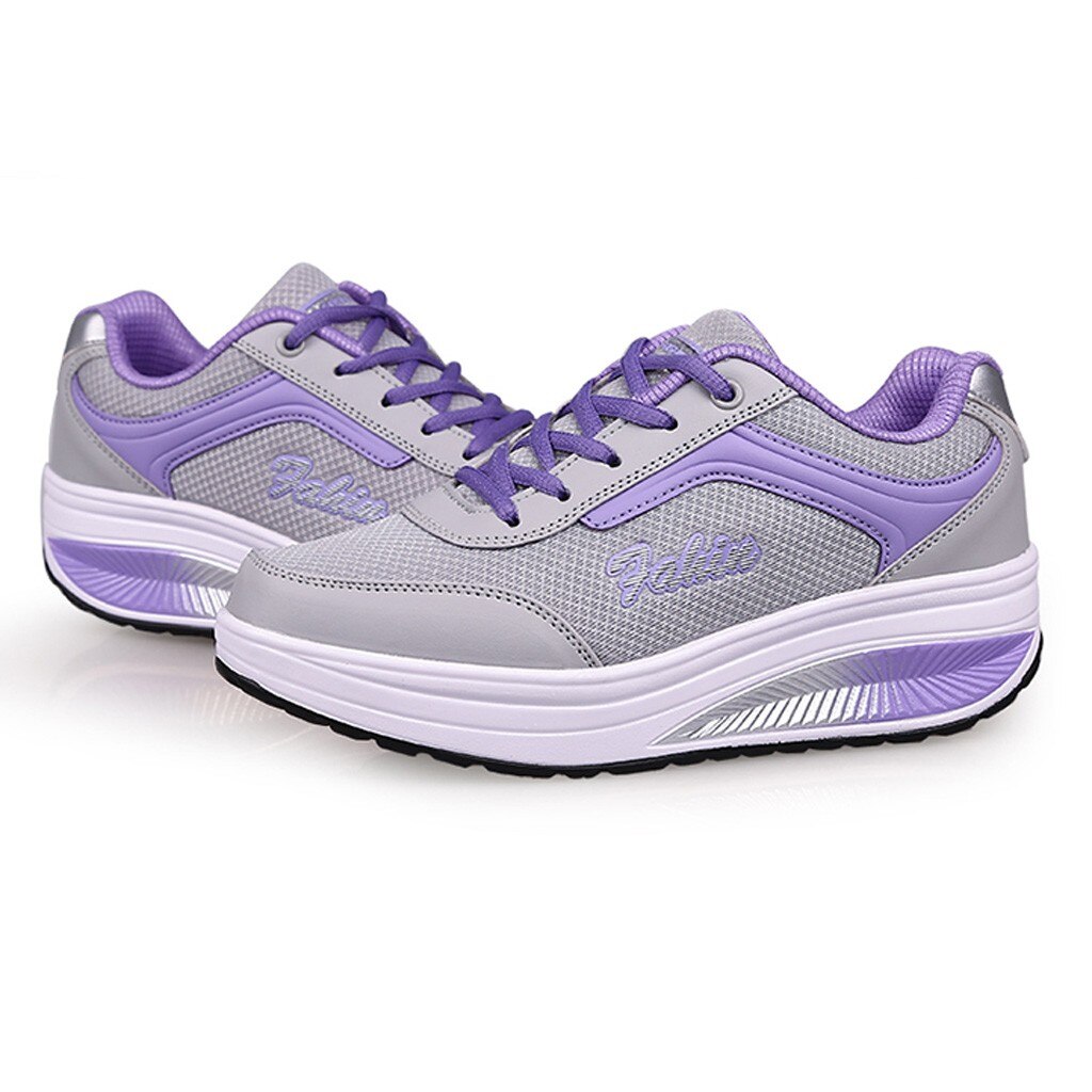 JAYCOSIN-Zapatillas de deporte de para mujer, zapatos de malla transpirable, aumento, fondo suave, zapatos con balancín, primavera: 42