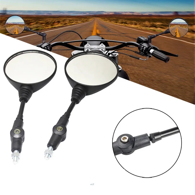 Motorspiegel 10Mm Zijspiegel Zwart Aluminium Universeel 360 Graden Verstelbare Rotatie Achteruitkijkspiegel Anti Val Vouwen