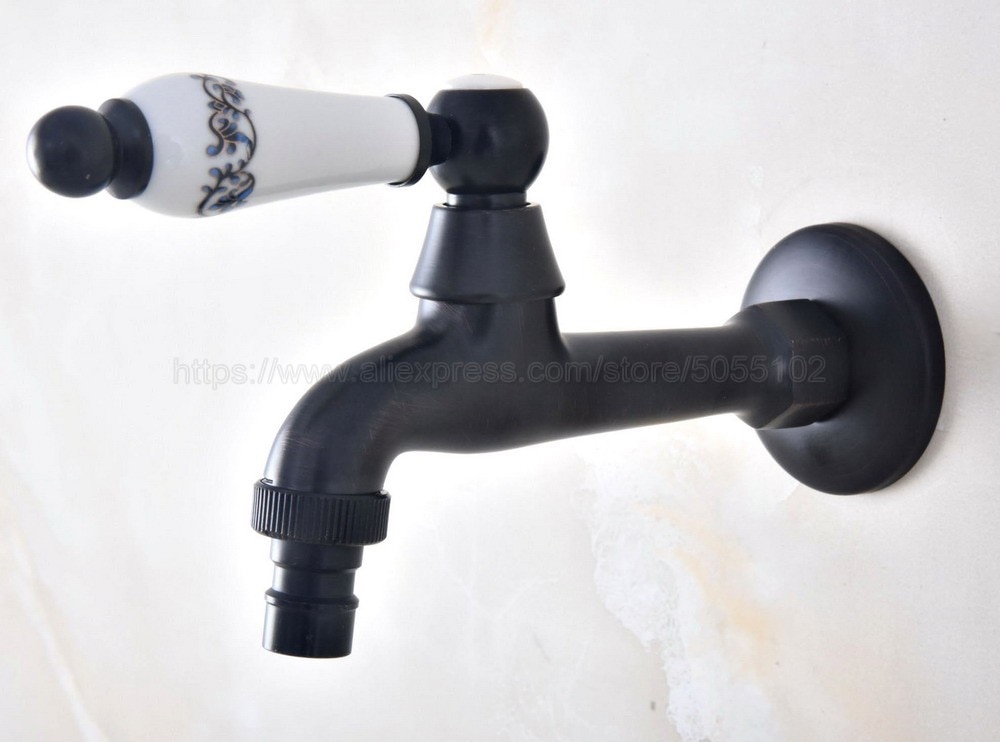 Bathroom black single cold tap wall Washing machine single tap cold water faucet garden black tap zav335