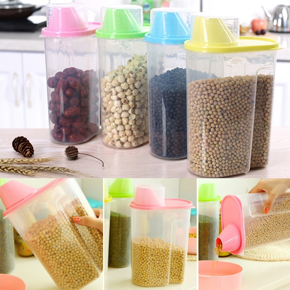 Dried Food Cereal Flour Pasta Food Storage Dispenser Rice Container Sealed Box 1.9L JJ2834