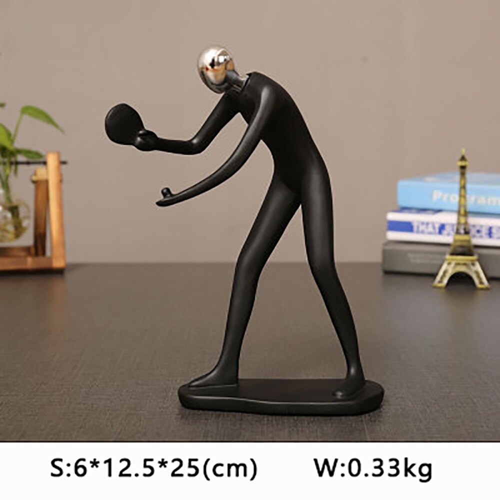 Harpiks sport mand golf cykel statue sorte figurer håndværk ornamenter enkel boligindretning vinskab dekorationer  d057: H