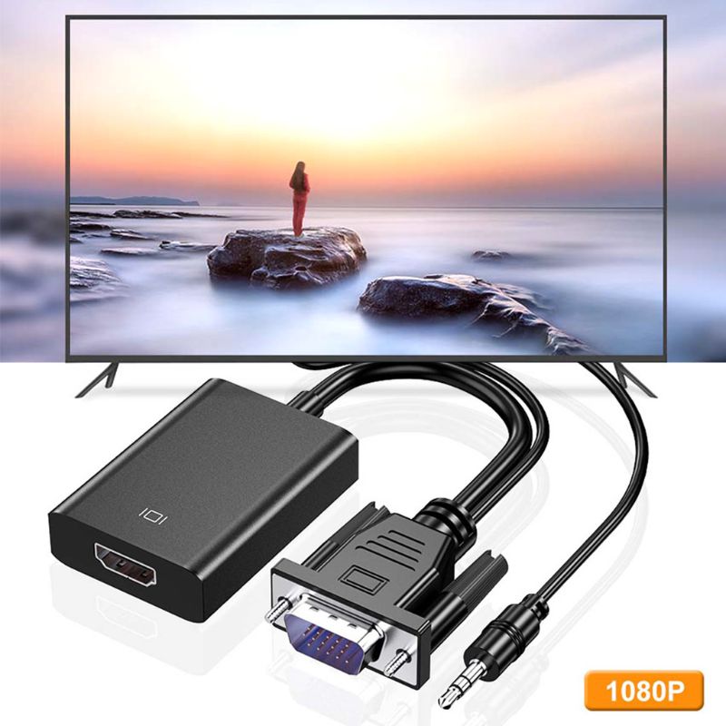 Vga Naar Hdmi-Converter Kabel Vrouwelijke Vga Male Naar Hdmi-Adapter Met 3.5 Mm Uitgang Voor Pc Laptop naar Hdtv Projector