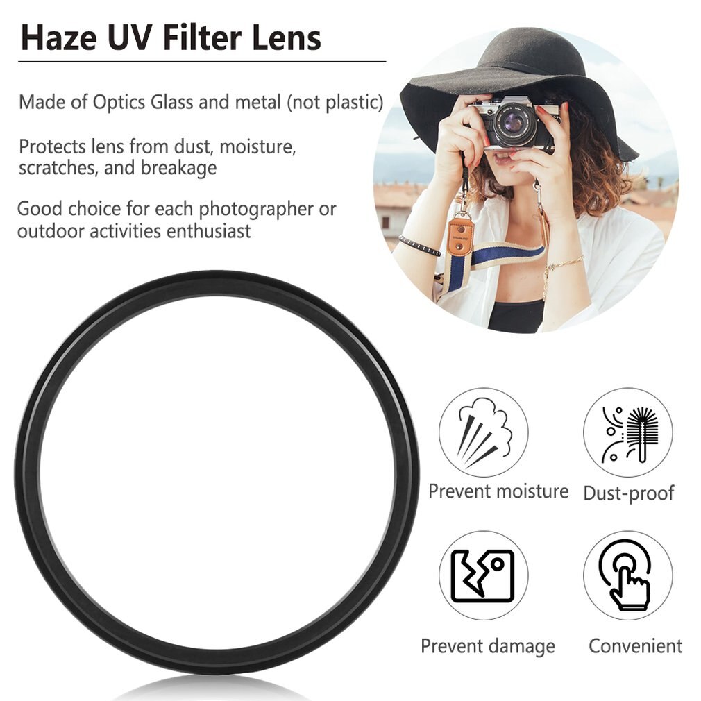 52mm/58mm/67mm Haze UV Filter Lens Protector Optics Glass & Metal Material with Metal Frame For DSLR SLR DC DV Cameras Lens