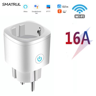 Smart Plug Wifi Socket Eu 16A Timing Functie Tuya Smartlife App Controle Alexa Google Assistent Met Voice Control