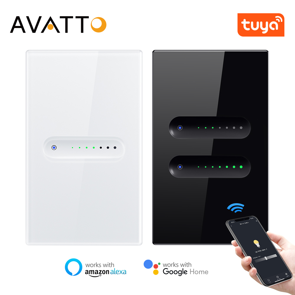 AVATTO Tuya Smart WiFi/ZigBee Wall Touch Light Dimmer Switch US Dimmer Switch Smart Life APP Remote Control，Alexa Google Home