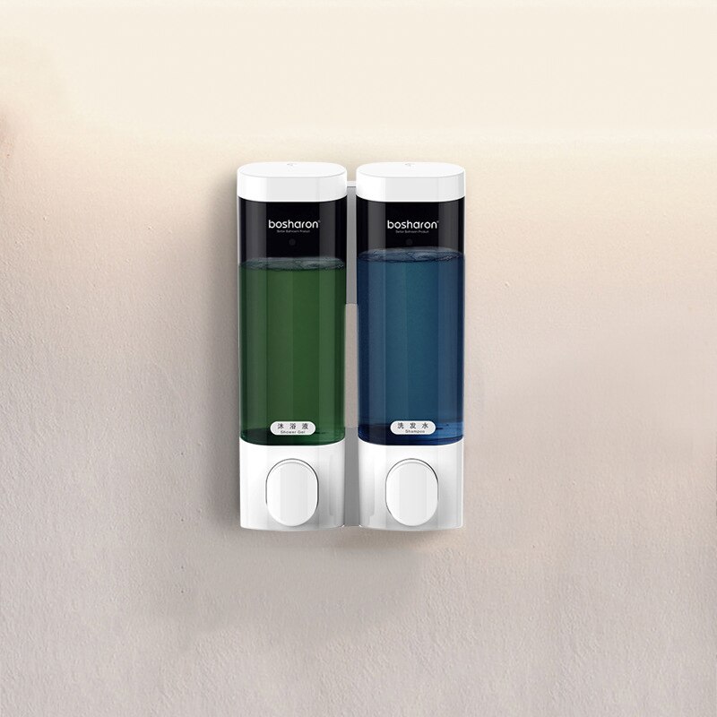 Wall-mounted Liquid Soap Dispensers Touch Bathroom Shampoo Dispenser For Shower Body Wash Kitchen Hand Sanatizer Container: white 2 grid