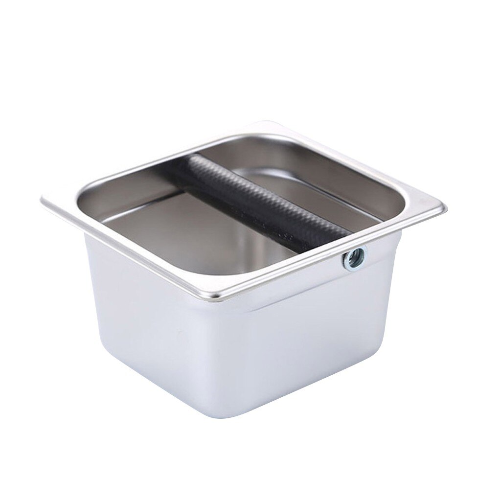 Coffee Knock Box Stainless Steel Espresso Knock Box Container with Rubber Bar for Coffee Machine#0727g30