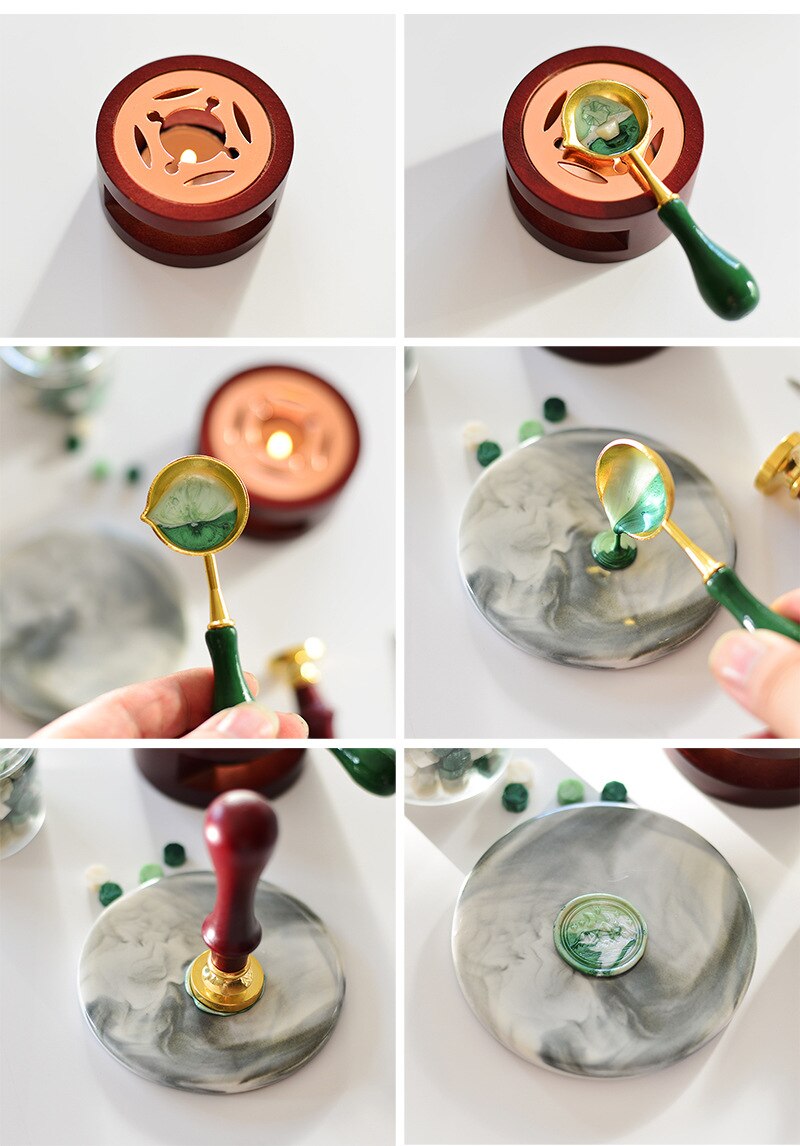 Retro Wax Seal Furnace Stove Wood Sealing Wax Spoon for Heating Wax Melting Making Wedding Invitation Scrapbook for Candle Stamp