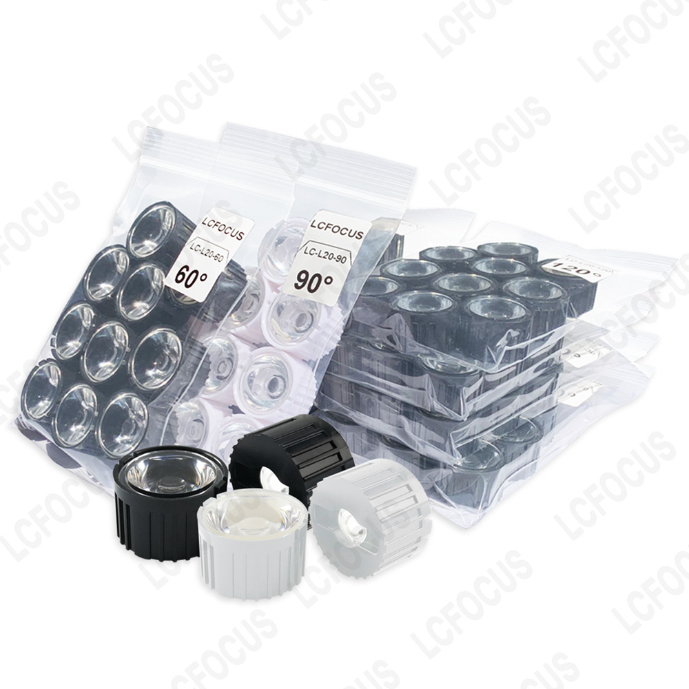Lentille LED 1W 3W 5W, 10 pièces, collimateur réflecteur 5/10/15/30/45/60/90/120 degrés, lentille optique acrylique PMMA 20MM