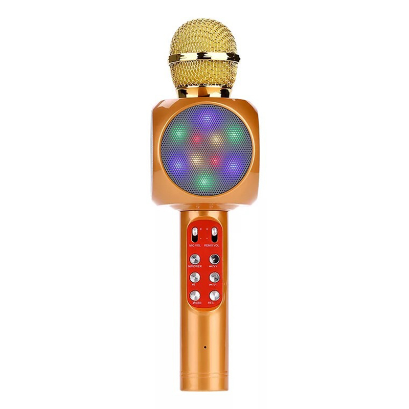 Microphone karaoké Bluetooth haut-parleur sans fil Consender micro portable Radio Mikrofon micro d'enregistrement Studio: Gold