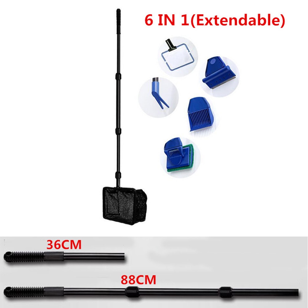 6 in 1 Aquarium Fish Tank Clean Tools Adjustable Cleaning Kit Fish Tank Gravel Cleaner Siphon for Water Changing