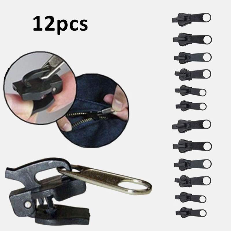 12PCS Instant Zipper Universal Instant Fix Zipper Repair Kit Replacement Zip Slider Teeth Rescue Zippers for 3 Different Size