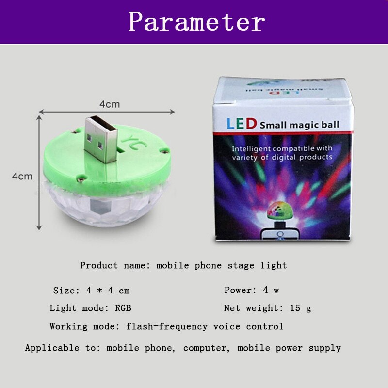 LED party light USB RGB Mini voice control party lights stage lights Halloween party Glowing balls disco light DJ carnaval