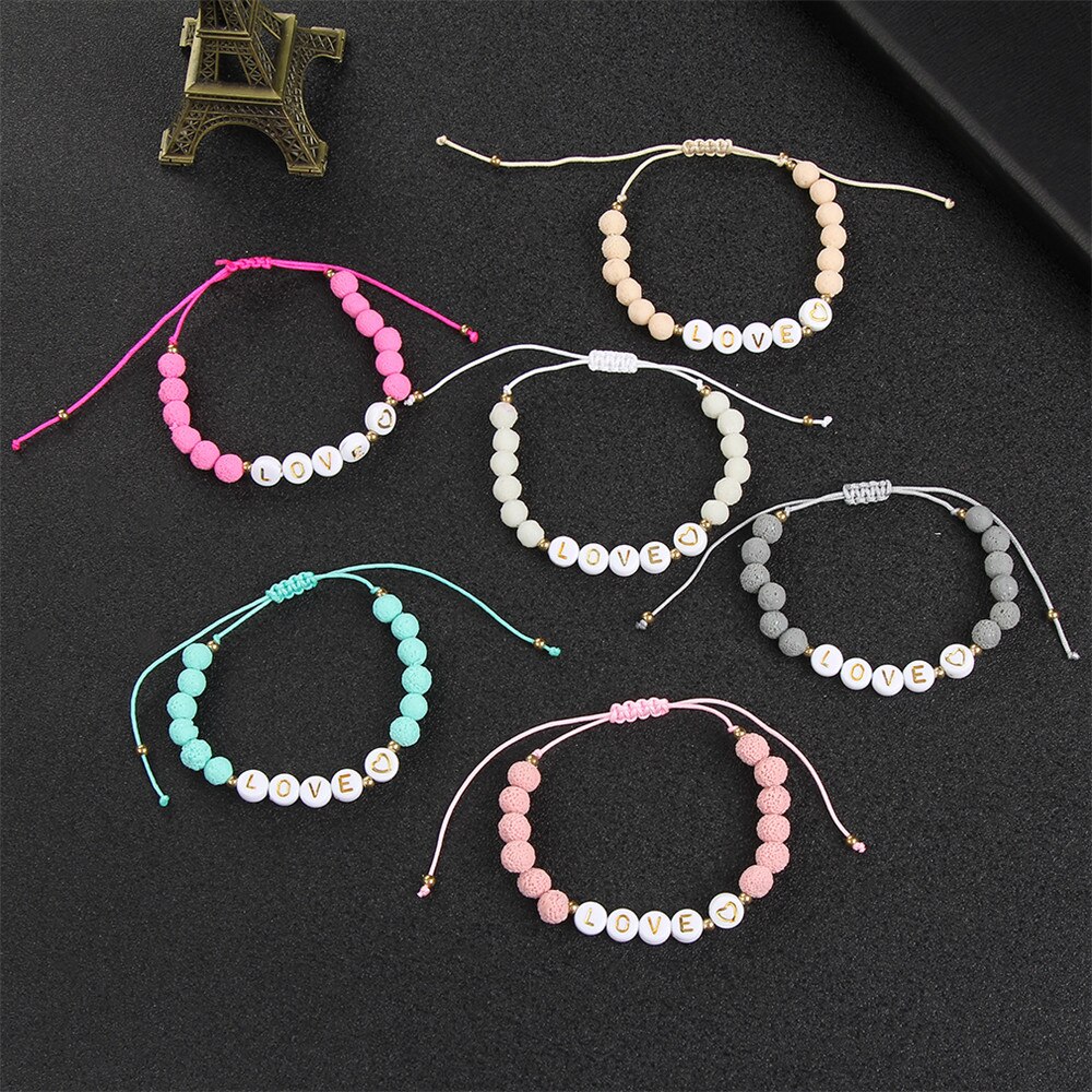 Boho 12 stuks/partij dames heren liefdesbrief kralen bedels armband set gevlochten verstelbare touwketting handgemaakte paar enkelband strandsieraden