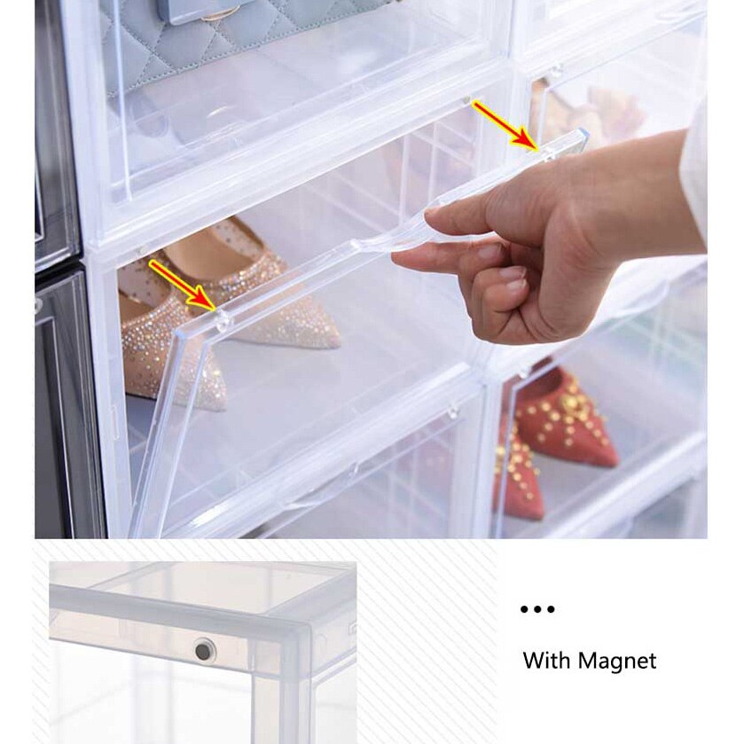 Baffect 1 pak transparante schoenendoos plastic schoenendoos organizer voor schoenenblikhouder  eu46 sportschoenen stapelbaar schoenenrek