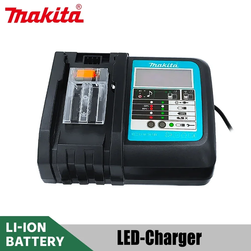 Caricabatteria agli ioni di litio originale Makita DC18RC con Schermo a portato 14.4V 18V Bl1830 Bl1430 Dc18Ra Alimentazione elettrica DC18Rct 3A Ricarica: bianca