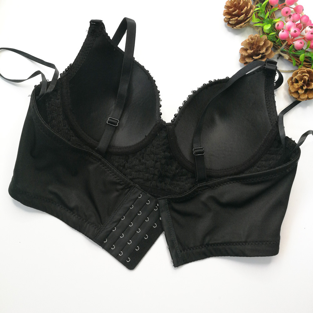 Corsé de copa baja con cuentas para mujer, corta con sujetador camisola, Top corto con Push-Up, Sexy, de verano, YH8208, 2022