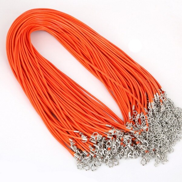 2mm 10 stks/partij Handgemaakte Verstelbare Gevlochten Touw voor Kettingen & Hanger Charms Bevindingen Karabijn String Koord DIY 45 cm + 5 cm: Orange Yellow