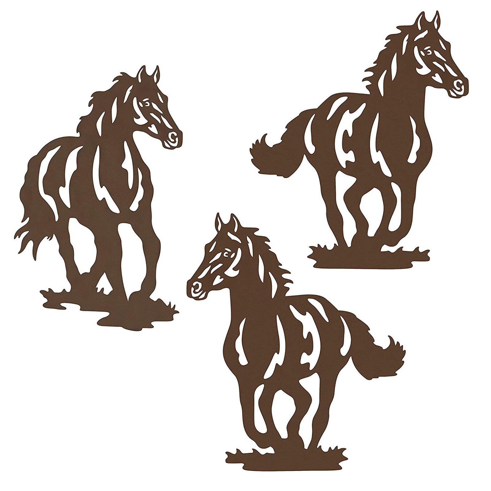 3pcs/set Metal Horse Farmhouse Modern Home Hanging Beautiful Rustic Concise Indoor Outdoor Garden Wall Art Decor Bathroom