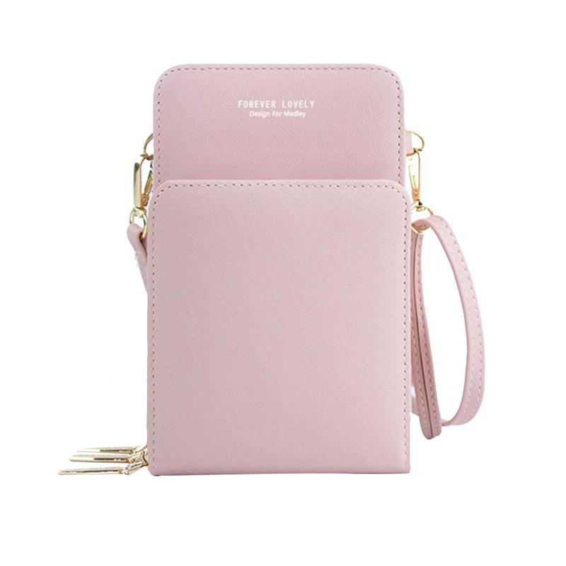 solid color multifunctional ladies shoulder wallet V6K5: C