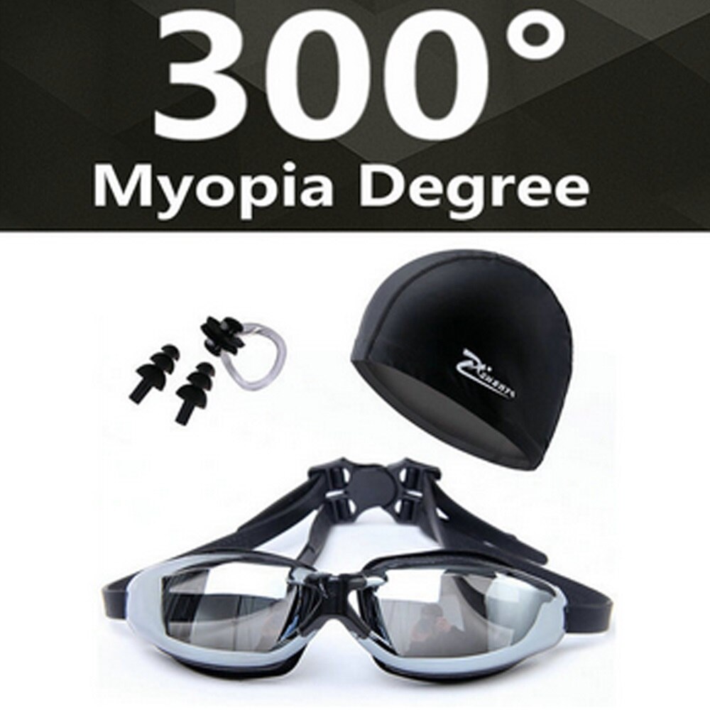 Myopia Swimming Goggles HD shortsighted prescription glasses Acetate Spectacles plating lens adult swim goggles pools swiming: Myopia 300 black