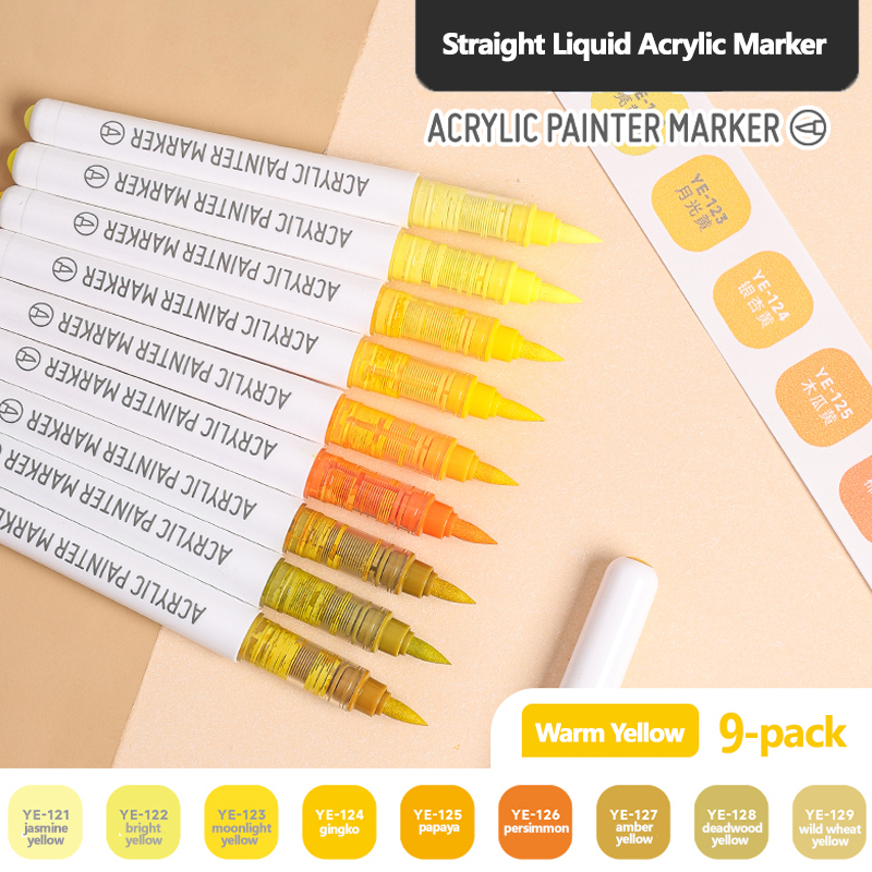 9 stk/eske blandede farger akryltusjer sett kunst stein malingspenner låve graffiti til stein glass bok sko gjør-det-selv håndverksutstyr: Annen