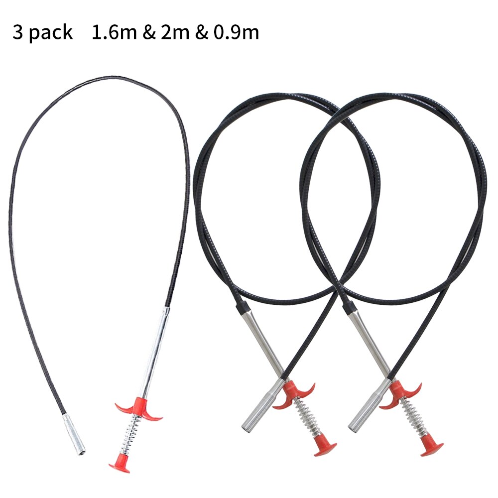 3 Pack Plumbing Drain Snake Clogged Drains Snake Auger Hair Clog Remover Shower Toilet Sink Cleaner Bath Kitchen Clean Tools