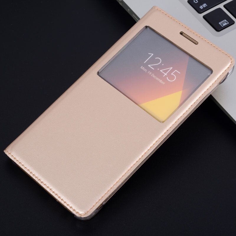 FDCWTS Flip Cover Leather Case For Samsung Galaxy A3 A310 A310F A3 A320F Phone Case Luxury View Shell Holster Sleeve: for A3 2016 / Gold