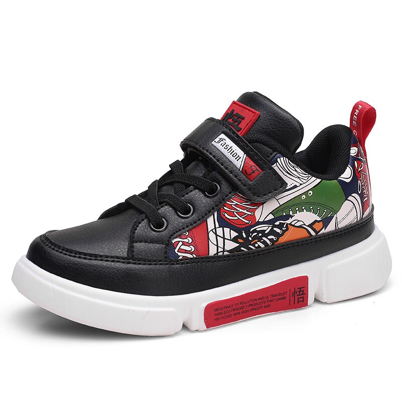 Kinderschoenen jongen kinderen sport casual sneaker lente herfst meisjes schoenen peuter baby pu sneaker meisjes schoenen rubber: Zwart / 4