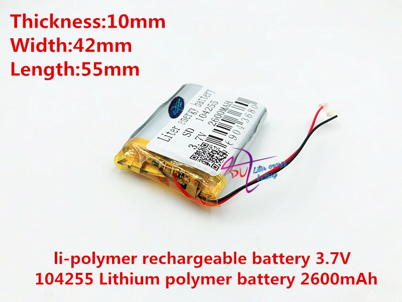 li-po best battery brand 3.7 V lithium polymer battery 2600 mah 104255 mobile power supply tablet GPS navigator