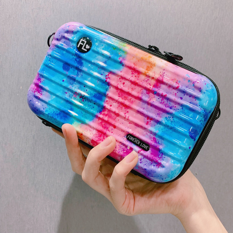 Luxury Hand bags for Women Suitcase Shape Totes Small Luggage Bag Women Famous Brand Clutch Bag Top-handle: Multicolor