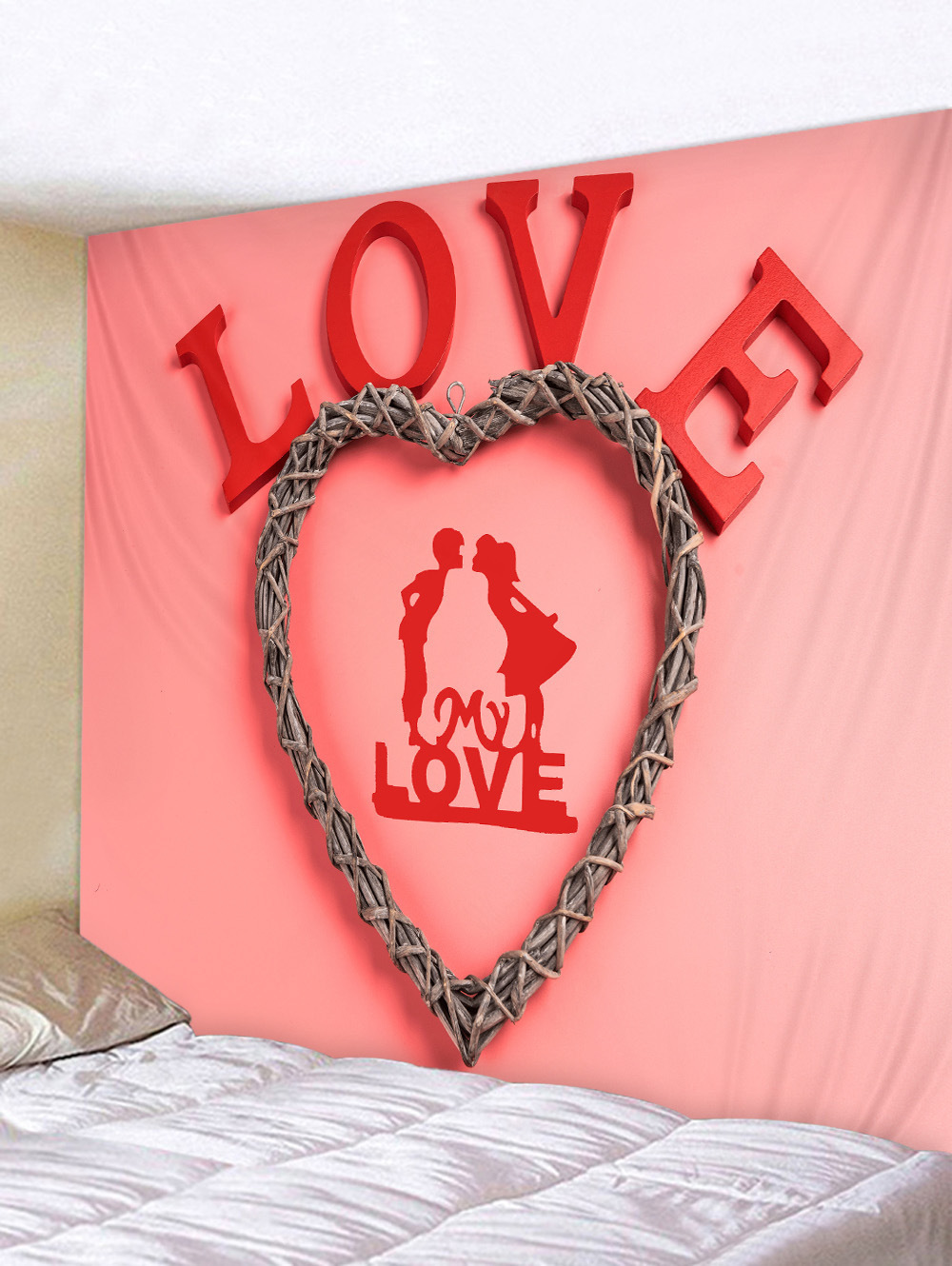 Bruiloft Decor Tapijt Muur Stof Hippie Boho Liefde Rose Tapijt Muur Opknoping Valentijnsdag Dorm Matras Muur Tapijt: 1 / 150x150cm