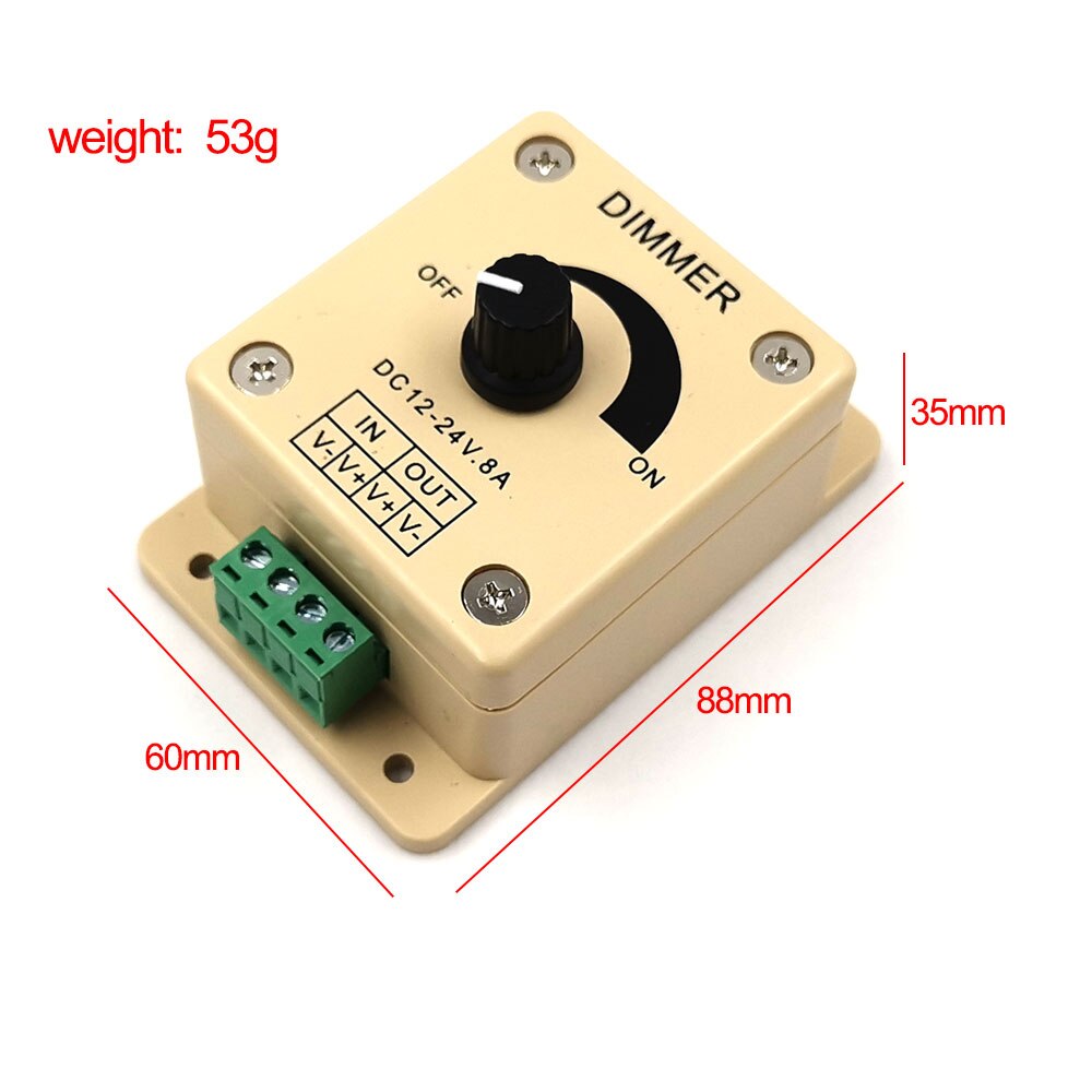 DC12-24V Lighting Dimmer for LED Lights 8A 30A Stepless LED Dimmers 10W 50W 100W 200W 300W Brightness Dimming Switch Controller