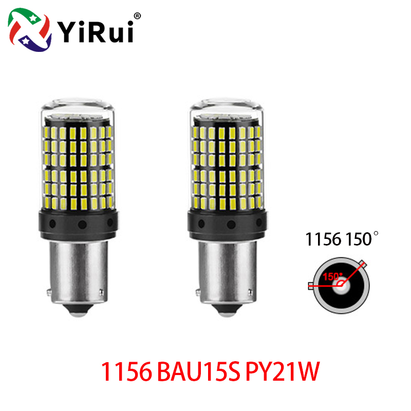 YiRui 2 uds 12-48V nuevas bombillas LED 144smd lámpara luz de señal de giro inverso BA15S P21W BAU15S PY21W 7440 W21W P21/5W 1157 BAY15D: Beige / Azul oscuro
