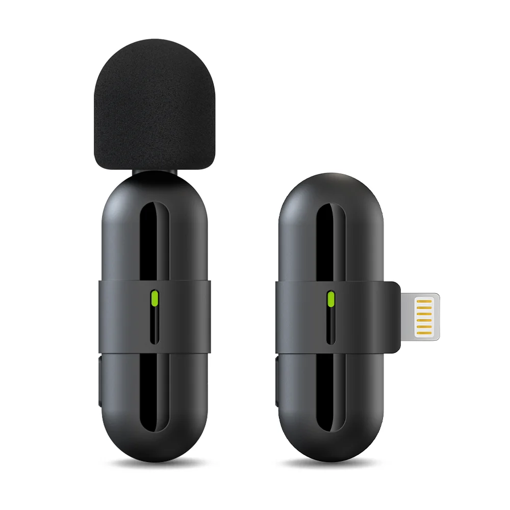 Basix Mini micrófono Lavalier portátil Audio Video grabación Mini micrófono de solapa micrófono inalámbrico para IPhone TypeC ipad juego teléfono: Azul