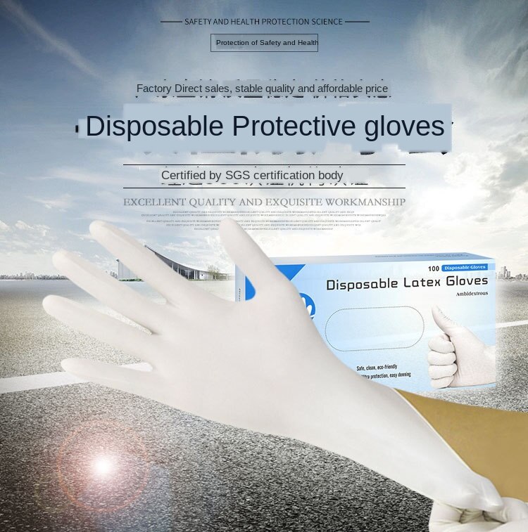 Factory direct disposable latex gloves disposable protective dental inspection white latex rubber gloves