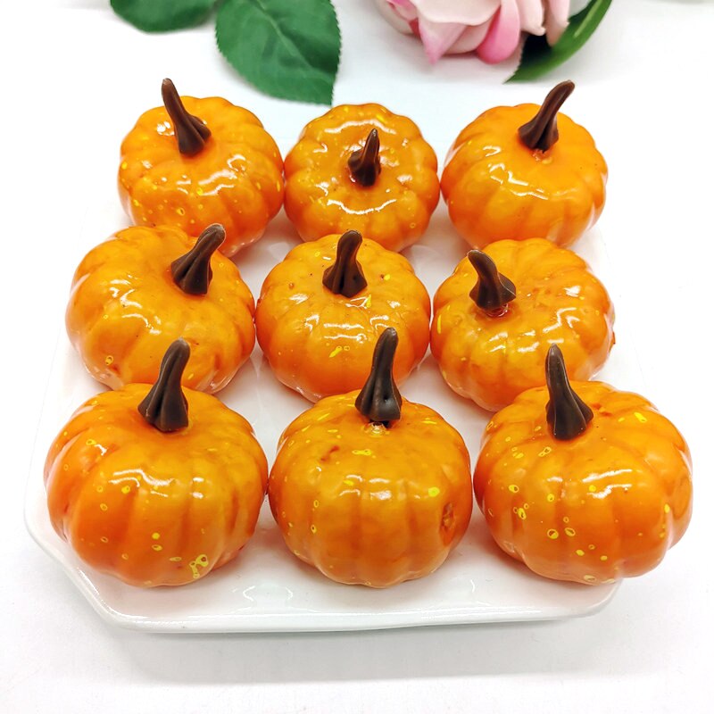 12 PCS Halloween Pumpkin Foam Artificial Mini Halloween Party Decor Orange & White Halloween Simulation Pumpkin Props Figurines
