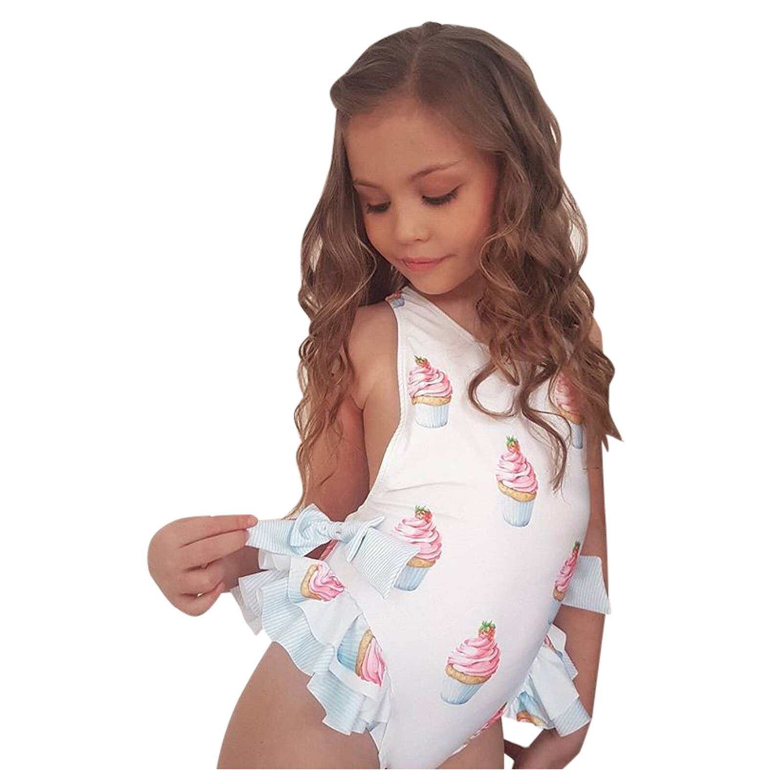 Toddler Kids Baby Girls Summer Sleeveless Ice Cream Print Strap Tutu Dress Sundress Clothes Літні Купальники Для Дівчаток#60