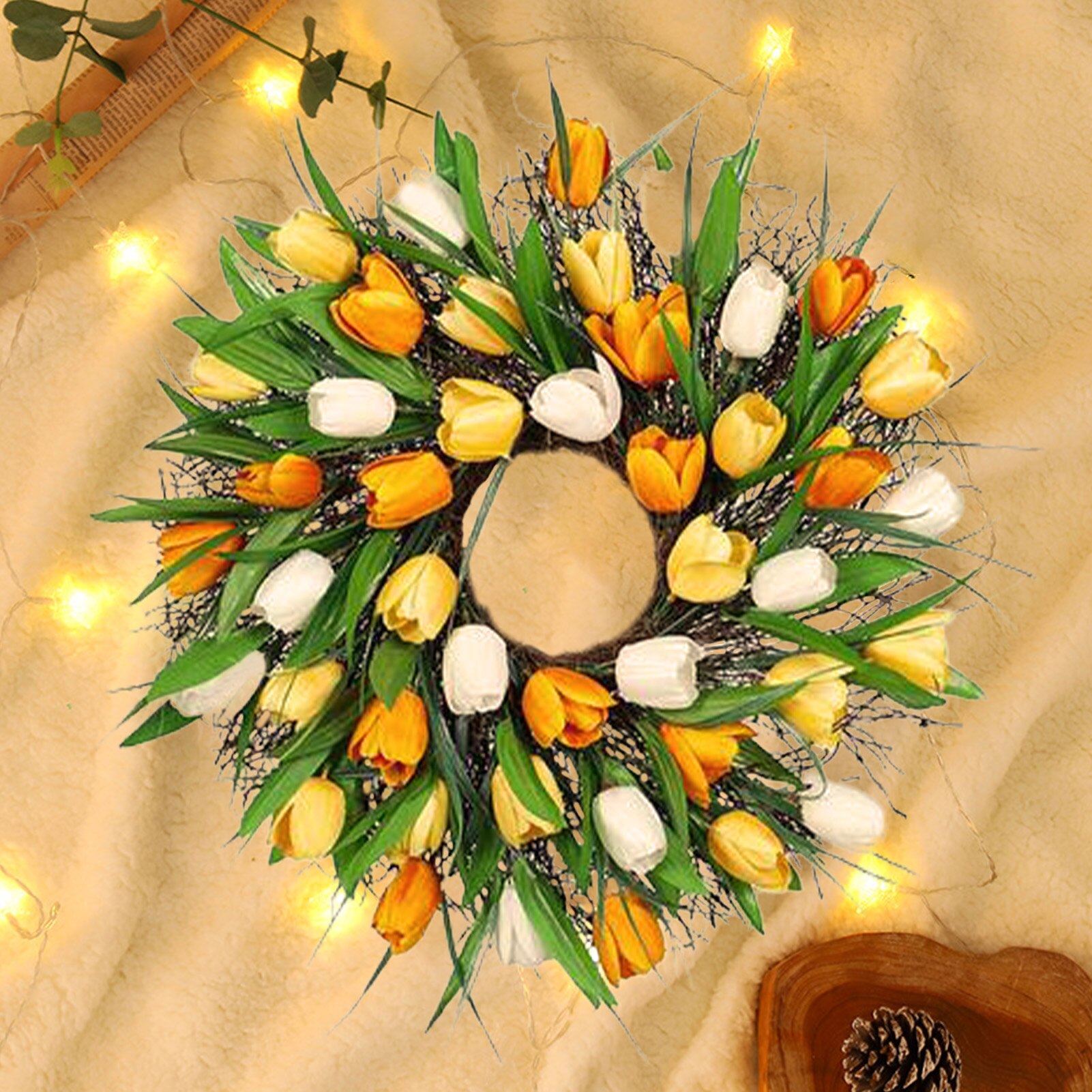 Tulip Wreath 12 Inch Wreath For Front Door Spring Summer Fall Wreaths All Year Around For Outdoor Indoor Door Wall Window