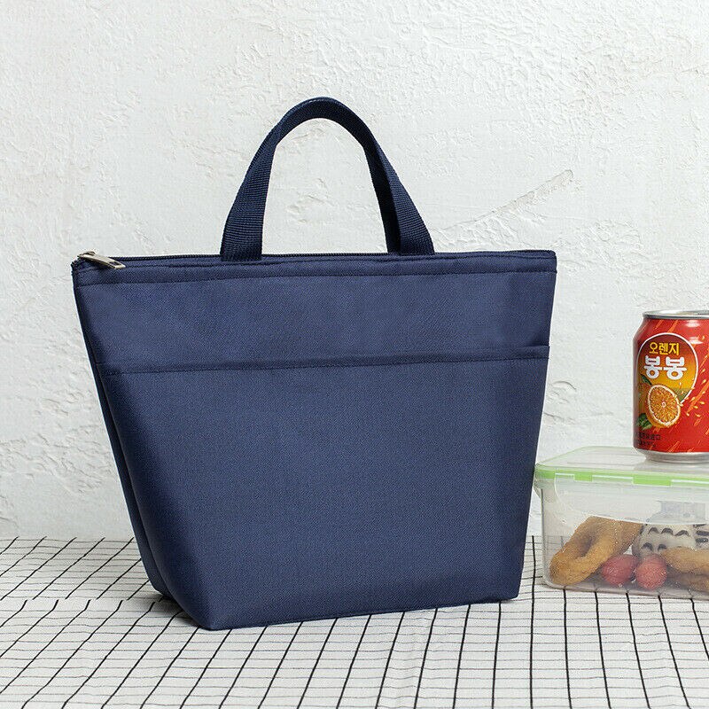 neueste Heiße Feste Mittagessen Tasche Isolierte Frauen Männer Tote Thermische Kasten Kühler Reise Picknick Tragen Tasche Mittagessen Taschen: Marine Blau