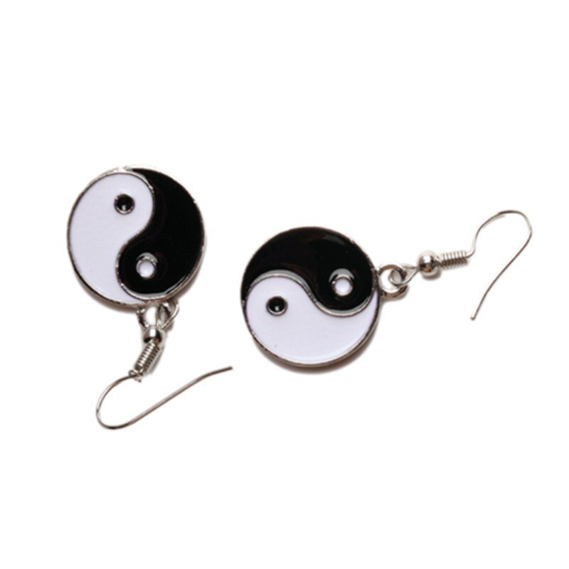 EK1009 Mode Zwart Wit Tai Chi Oorbellen Voor Vrouwen Eenvoudige Retro Taiji Dangle Oorbellen Verklaring Bijoux
