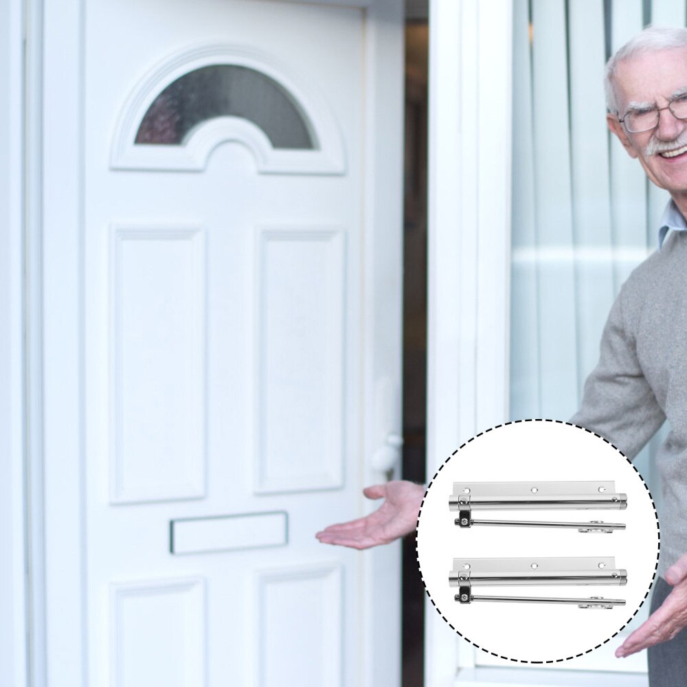 2pcs Heavy Duty Adjustable Closing Speeds Door Closer Metal Spring Door Closer: Silver