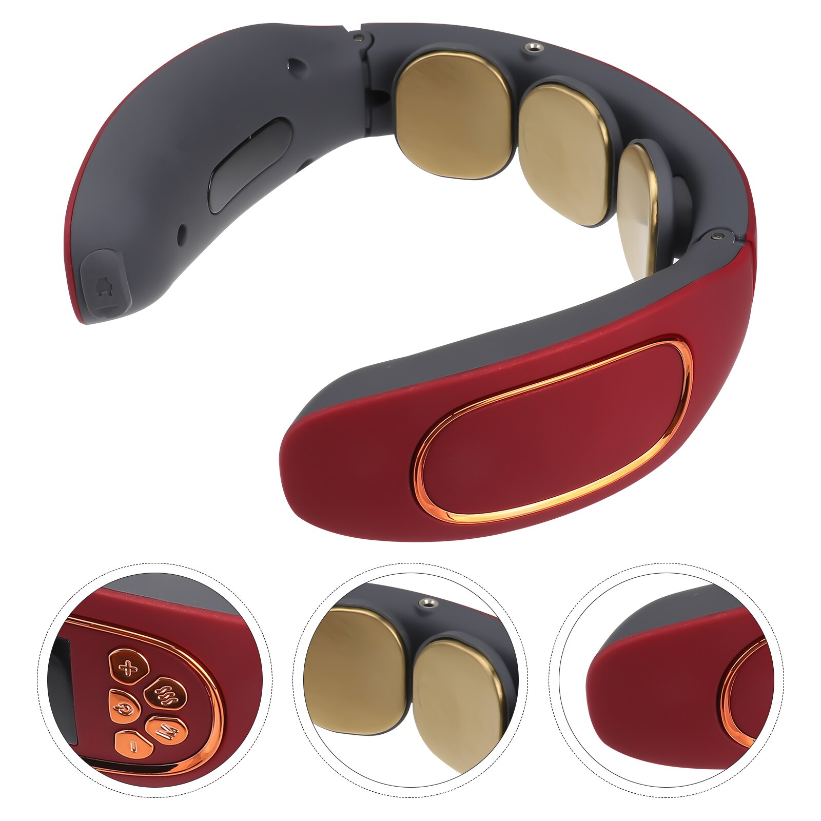 3pcs Cervical Vertebra Massager Pulse Physiotherapy Instrument Wireless Instrument Neck Massager (Red, with Telecontrol)