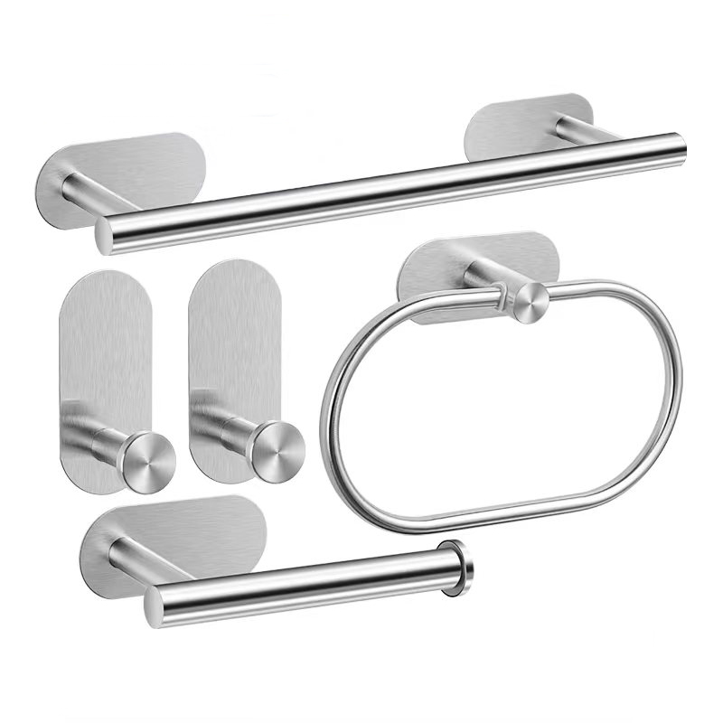 Bathroom Hardware Set Brushed Nickel Towel Bar Towel Ring Toilet Paper Holder Robe Hook 304 Stainless Steel Bathroom Accessory