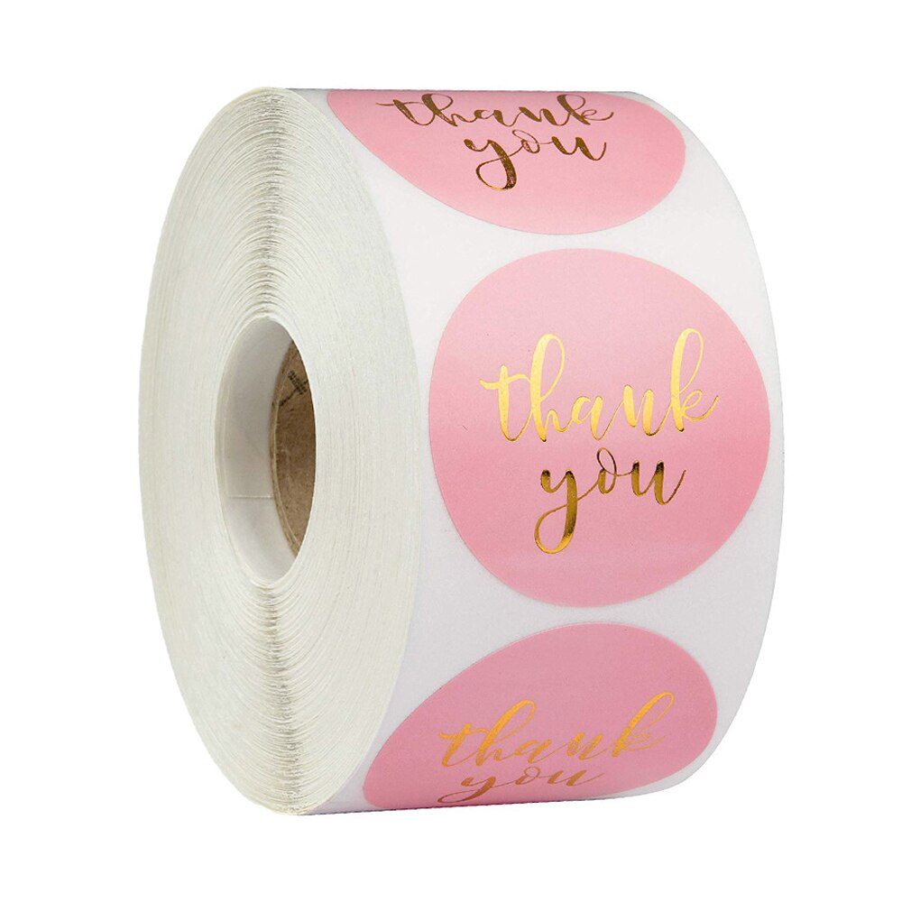 100-500pcs Blue Thank You Stickers Seal Labels 1inch Gold Foil Paper Decoration Sticker Handmade Wedding Labels Stationery: YH85-500PCS