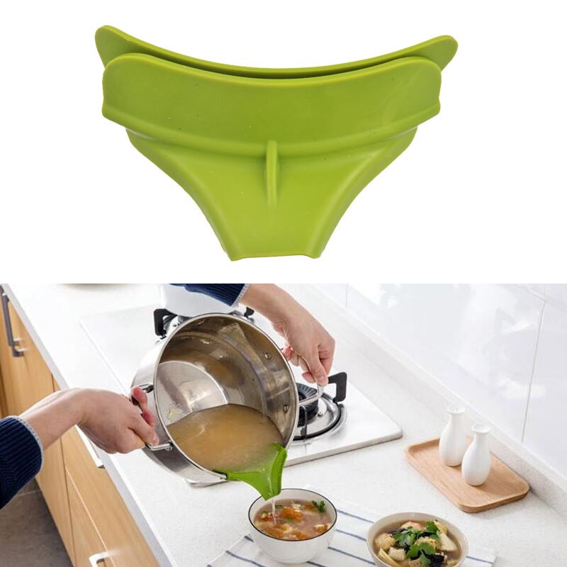 Embudo de silicona para cocina, accesorios para conectar lidl Accesory, antiderrame, antideslizante, para sopa, Caño para macetas, cuencos, tarros, herramientas de cocina: green