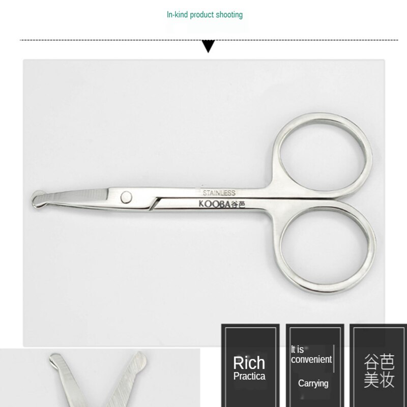100% 1pc Steel Mini Portable Curved Mustache Nose Ear Hair Remover Scissor Trimmer Safety Tips