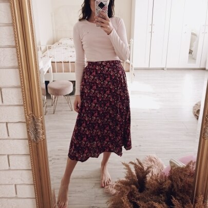 Chiffon a-line nederdel kvinder plus størrelse blomsterprint lang plisseret nederdel mujer maxi beach sommer vintage saia longa